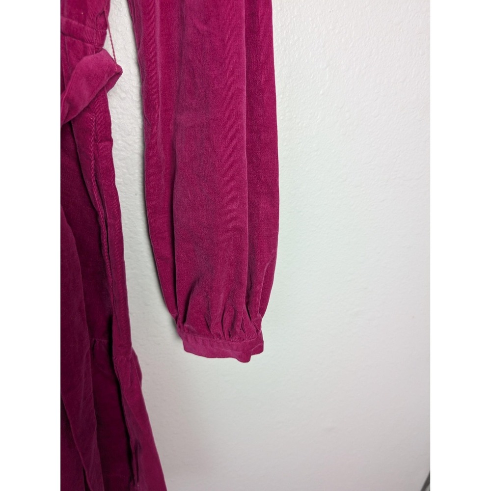 Draper James Shirt Dress Womens L Pink Corduroy Belted Balloon Sleeve Button - Picture 6 of 10